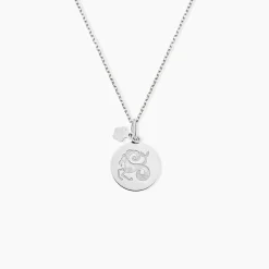 Pendentif Zodiaque Rond Argent Blanc