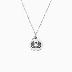 Pendentif Zodiaque Rond Argent Blanc