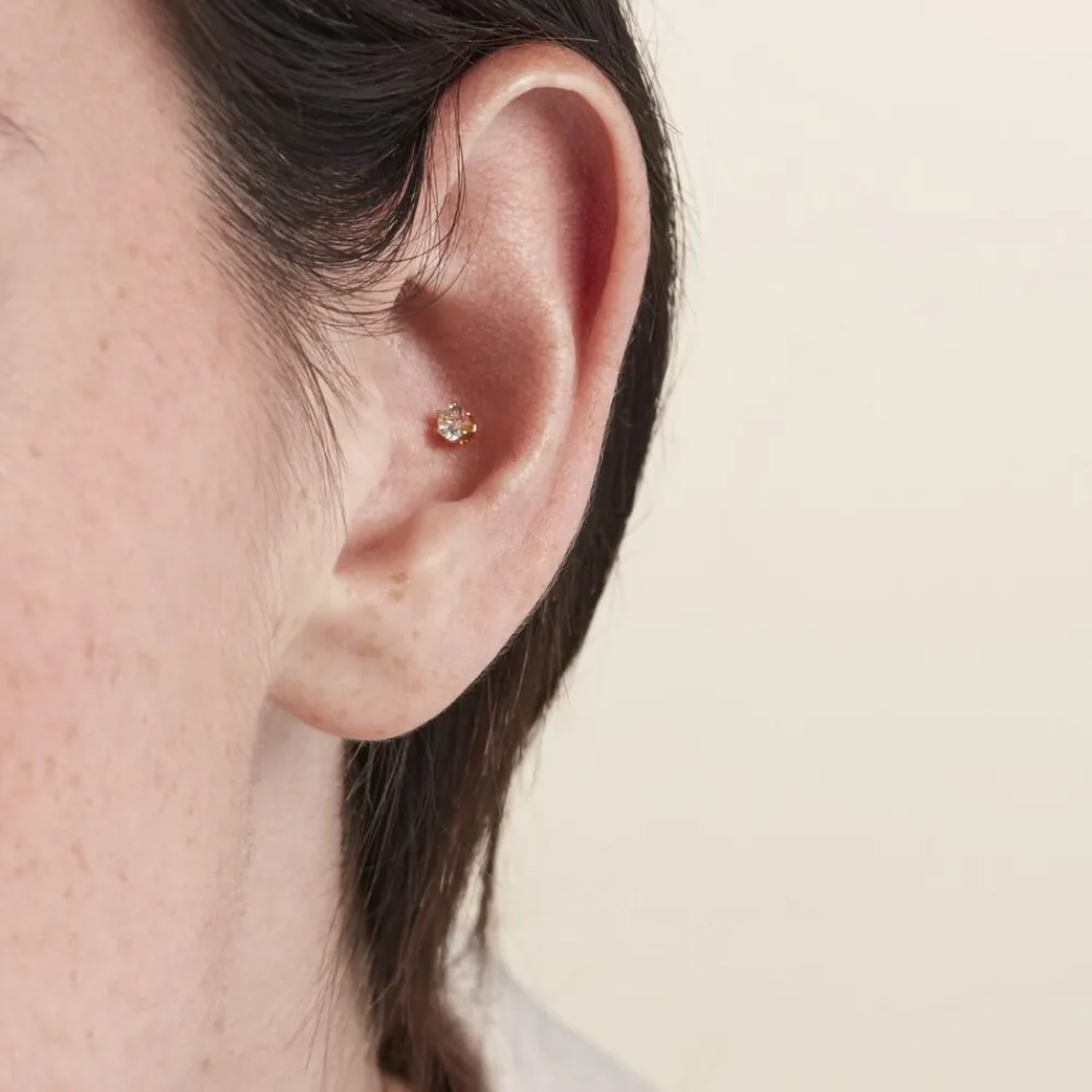 Marc Orian Bijoux Zirconium|Piercings > Piercing D'oreilles Unitaire Acier Doré Piia Oxyde De Zirconium