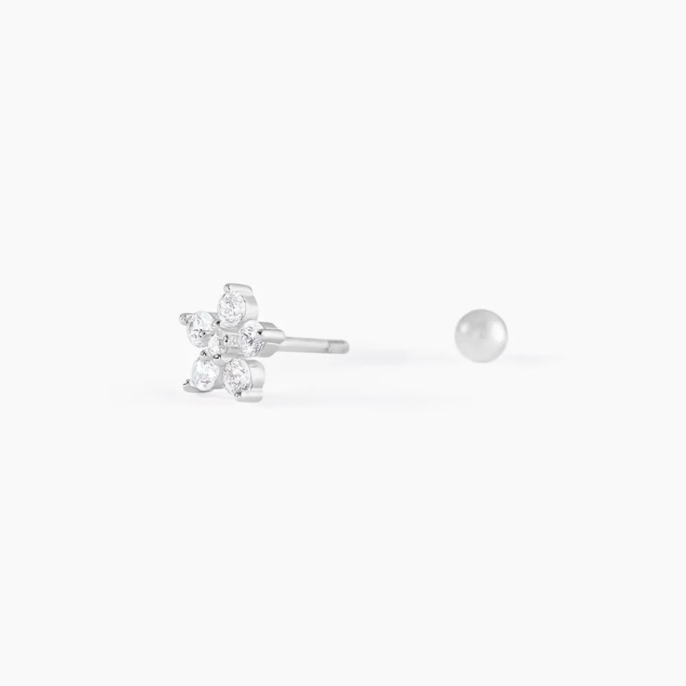 Marc Orian Bijoux Zirconium|Boucles D'Oreilles Fleur > Piercing D'oreille Unitaire Argent Percy Oxyde De Zirconium