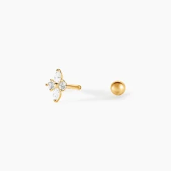 Piercing D'oreille Unitaire Eugênia Or Jaune Oxyde De Zirconium