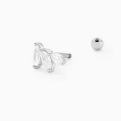 Marc Orian Bijoux Zirconium|Boucles D'Oreilles Fleur > Piercing D'oreille Unitaire Fox Argent Rhodié Oxyde De Zirconium