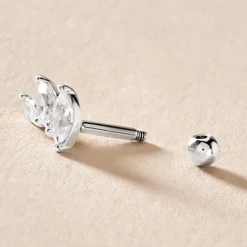 Marc Orian Bijoux Zirconium|Boucles D'Oreilles Fleur > Piercing D'oreille Unitaire Fox Argent Rhodié Oxyde De Zirconium