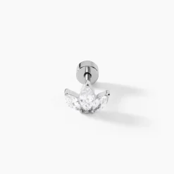 Marc Orian Bijoux Zirconium|Boucles D'Oreilles Fleur > Piercing Gandie Acier Blanc Oxyde De Zirconium