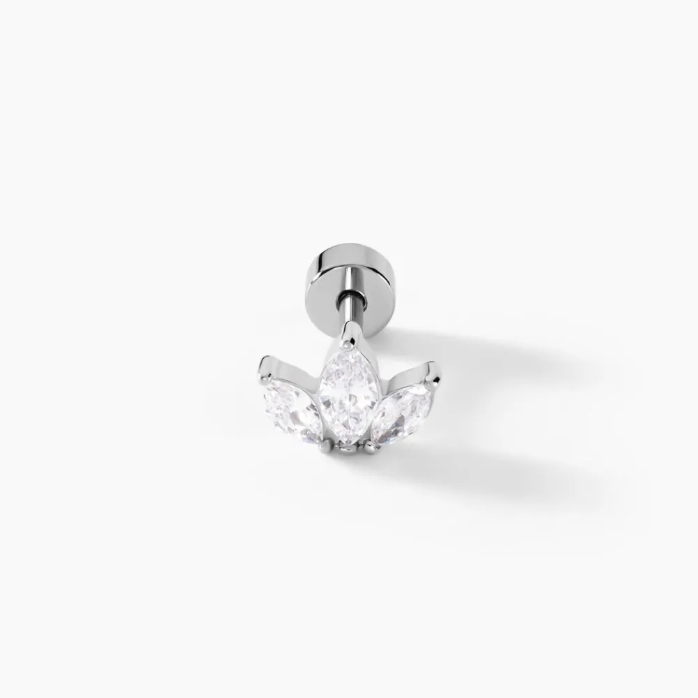 Marc Orian Bijoux Zirconium|Boucles D'Oreilles Fleur > Piercing Gandie Acier Blanc Oxyde De Zirconium