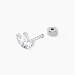 Marc Orian Bijoux Zirconium|Boucles D'Oreilles Fleur > Piercing Gandie Acier Blanc Oxyde De Zirconium