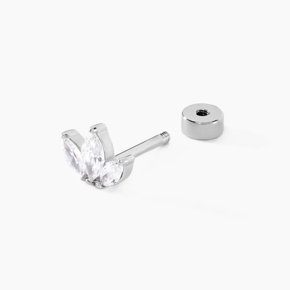 Marc Orian Bijoux Zirconium|Boucles D'Oreilles Fleur > Piercing Gandie Acier Blanc Oxyde De Zirconium