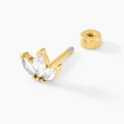 Marc Orian Bijoux Zirconium|Boucles D'Oreilles Fleur > Piercing Gandie Acier Jaune Oxyde De Zirconium