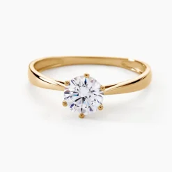 Solitaire Or Jaune Laurian Oxyde De Zirconium Blanc