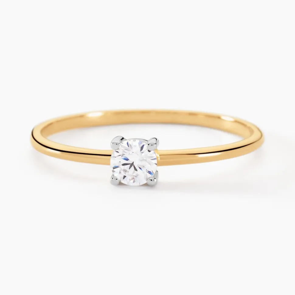 Solitaire Or Jaune Philys Oxyde De Zirconium